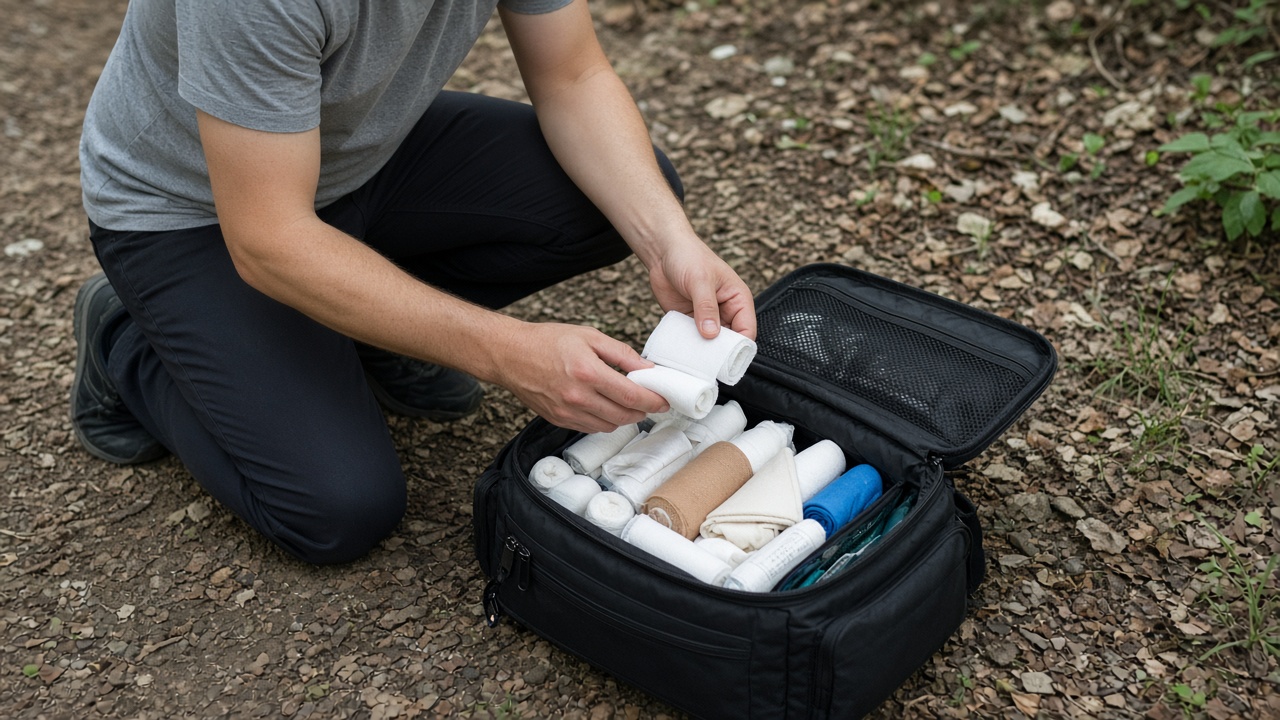 A medic bag opened and in use