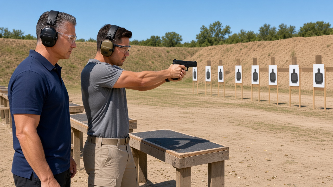 Pistol instruction on the range